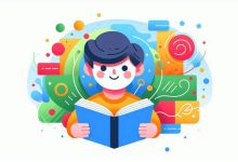 پسری در حال کتاب خواندن