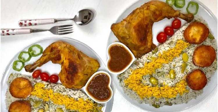 باقالی پلو با مرغ